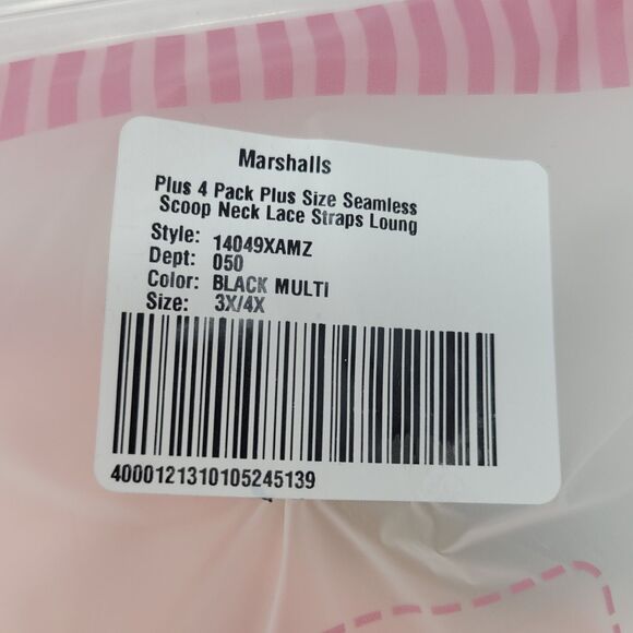 Per Lei 4- Pack Bras Plus Size 3X/4X Seamless Scoop Neck Lace Straps Multicolor - Picture 5 of 13